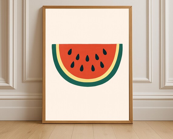 Minimalist Watermelon Slice Summer Fruit Kitchen Decor Poster