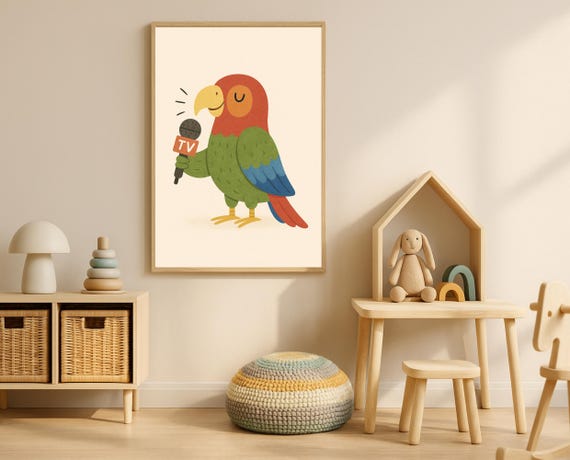 Reporter Parrot Wall Art Hobby Animal Series Nursery Colorful Bird Decor