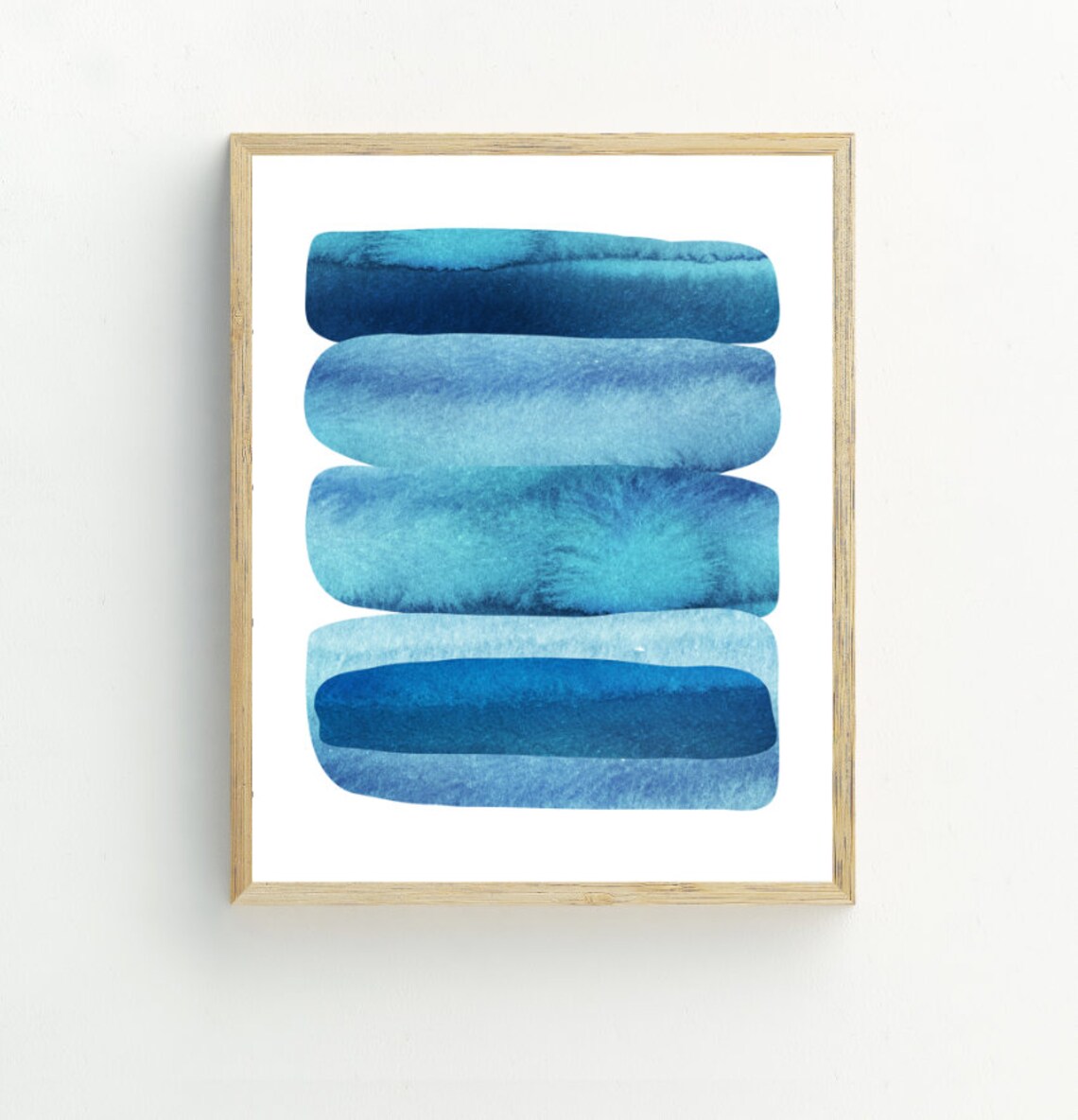 Blue Abstract Minimalist Watercolor Art Print - Image 2