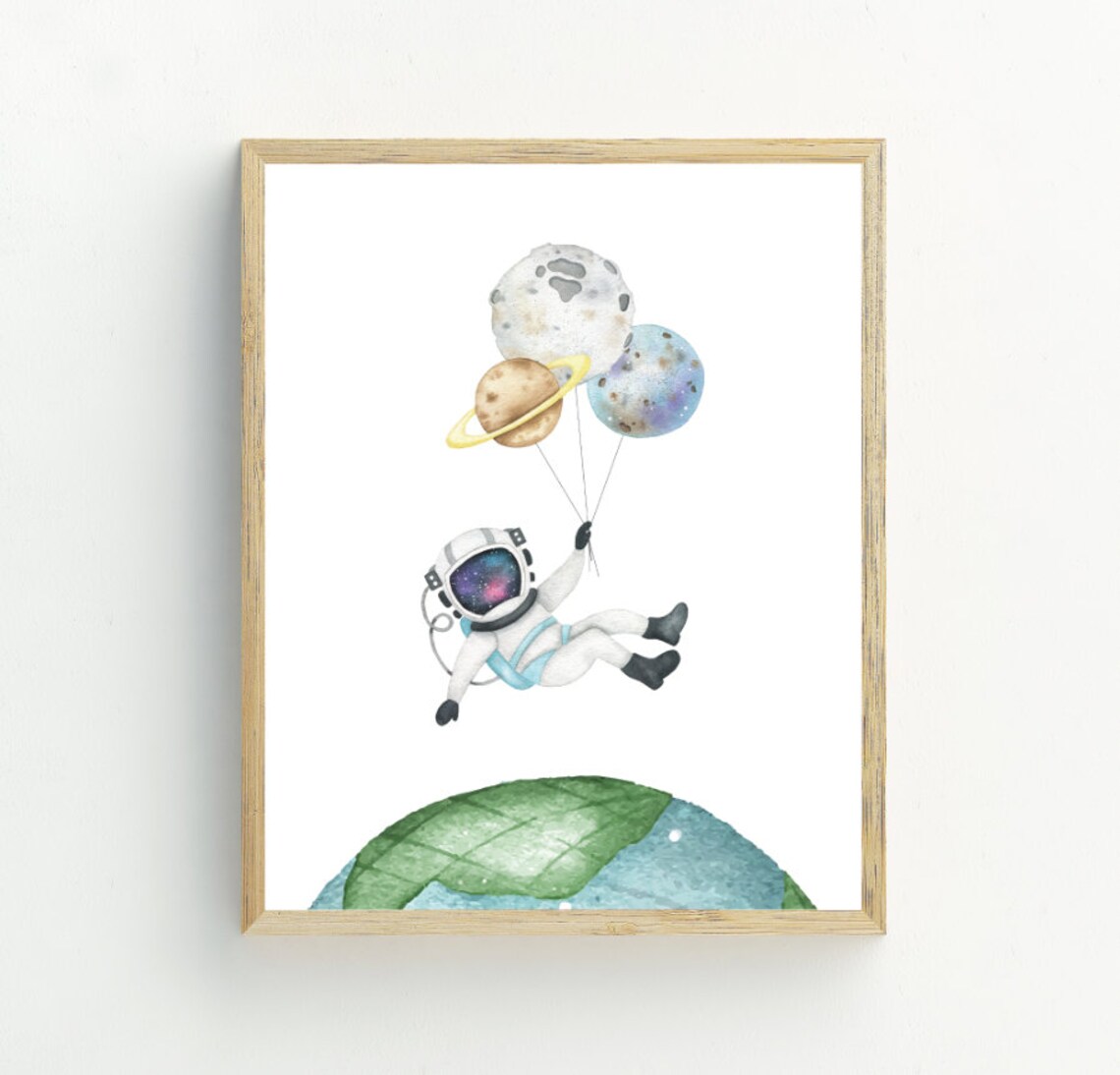 Space Print Planets Art Print, Astronaut Wall Decor