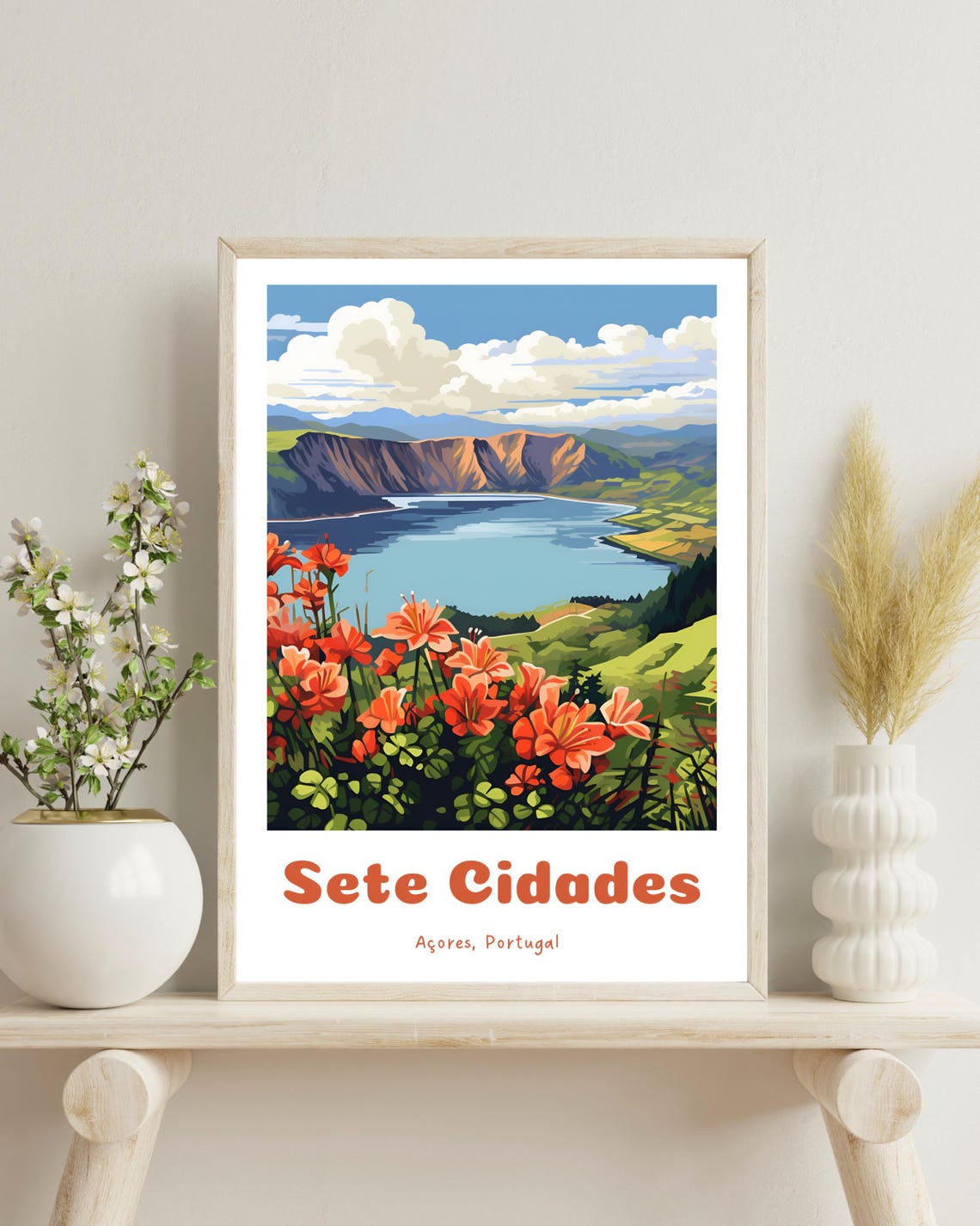Sete Cidades Travel Poster, Azores Portugal