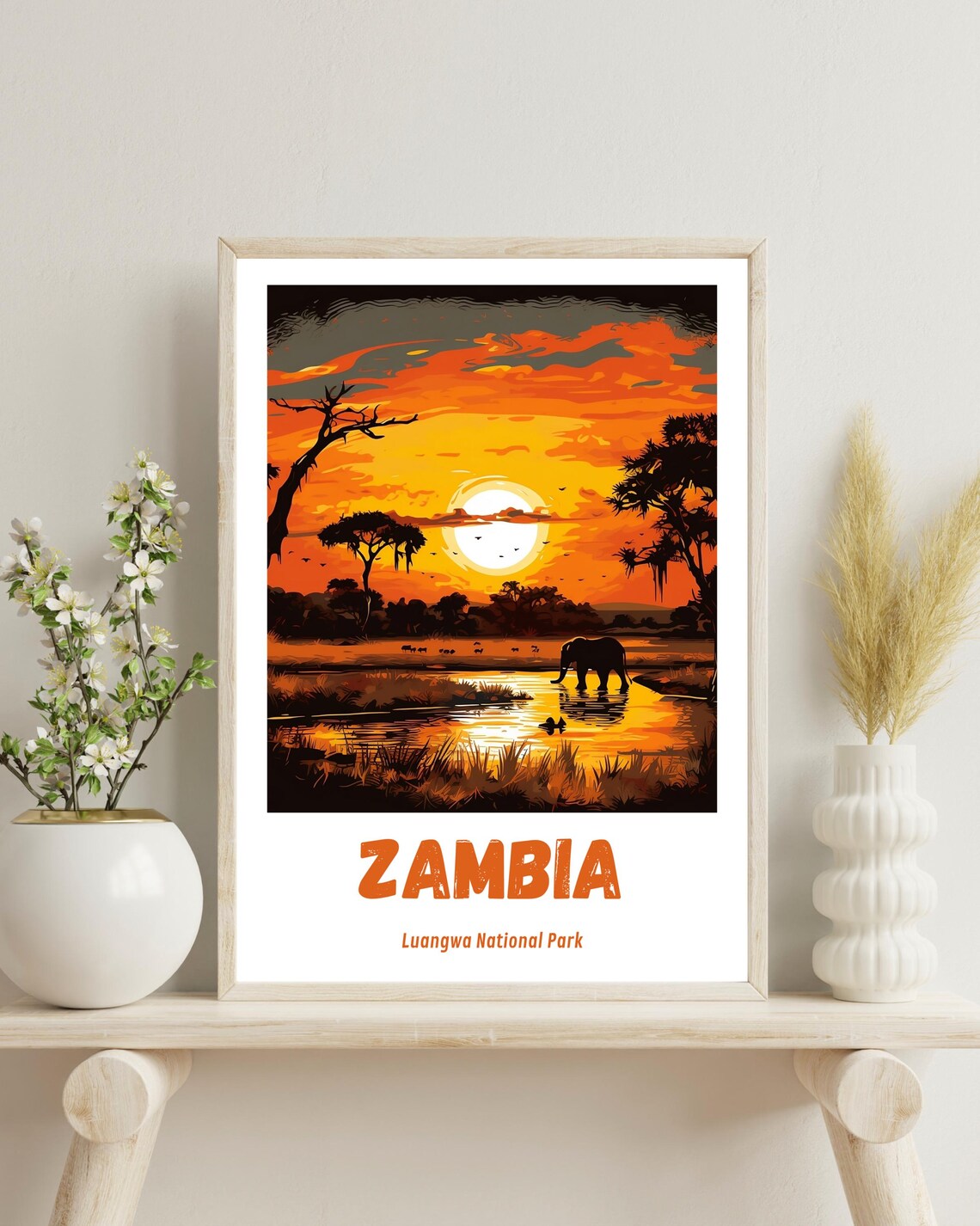 Zambia Luangwa National Park Travel Poster