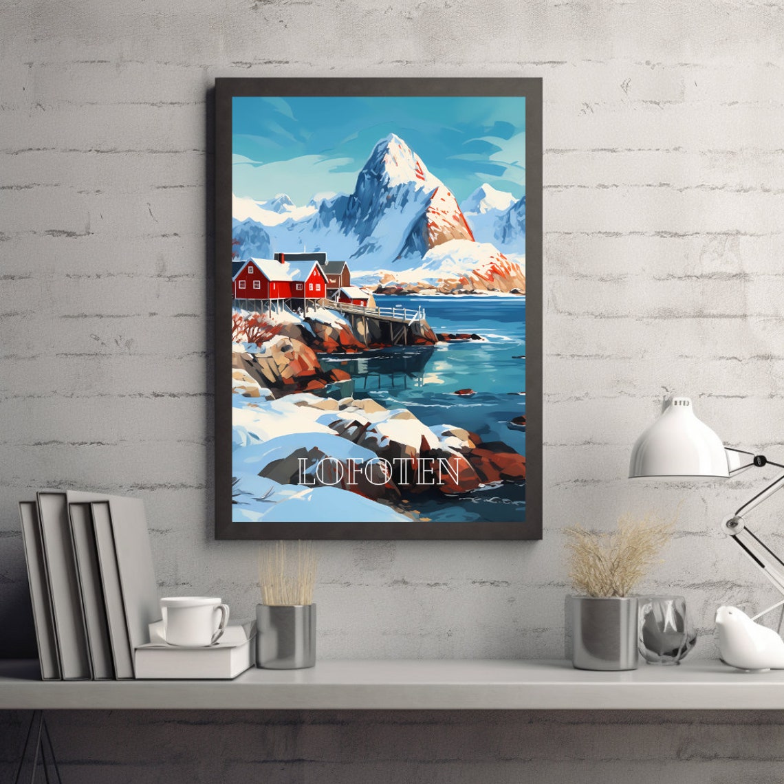 Lofoten Travel Poster, Winter Scenery Art Print - Image 2