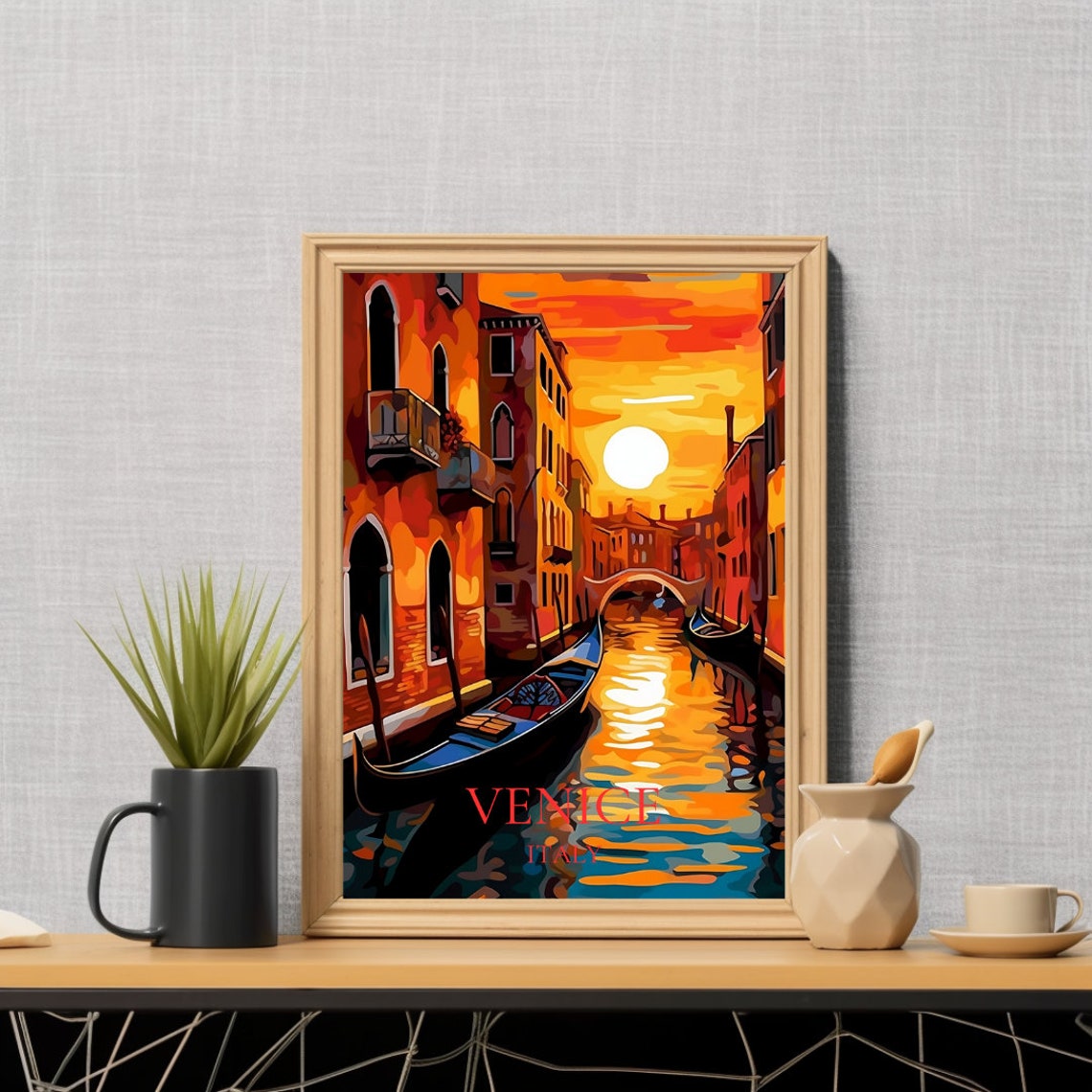 Venice Italy Travel Poster, Gondola Souvenir - Image 2