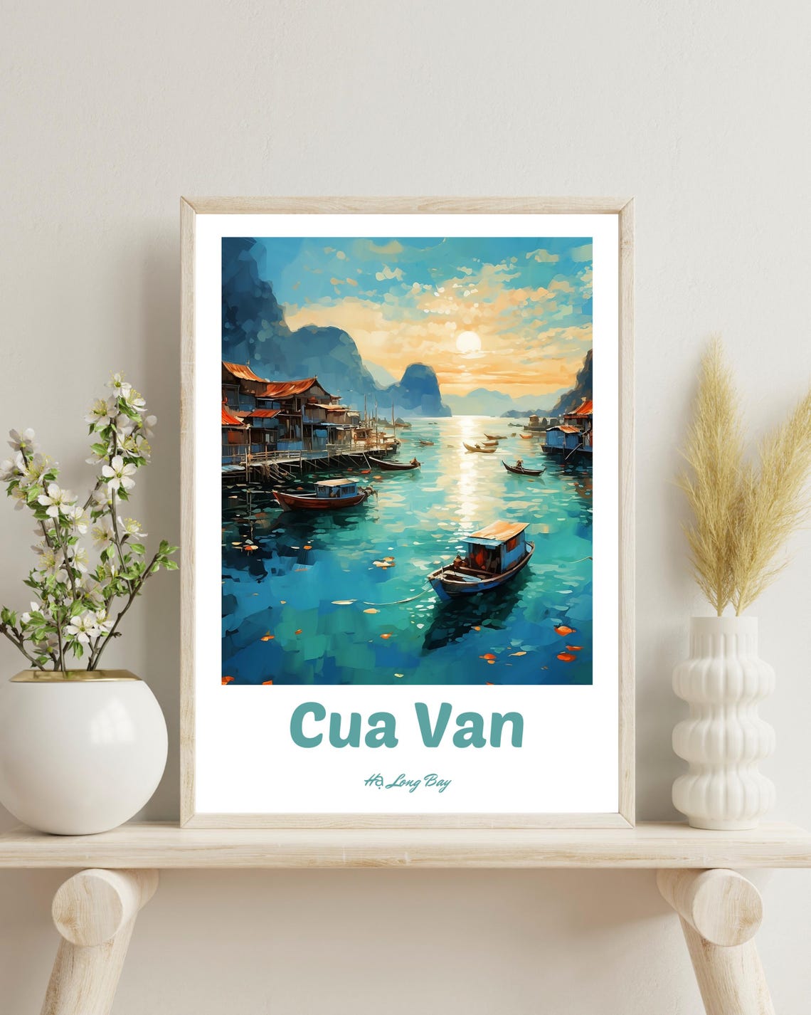 Cua Van Travel Poster, Ha Long Bay Vietnam