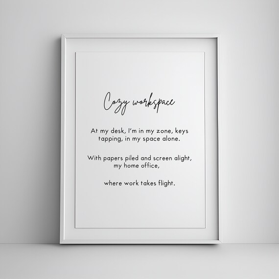 Home Office Decor - Workspace Poem Art Print