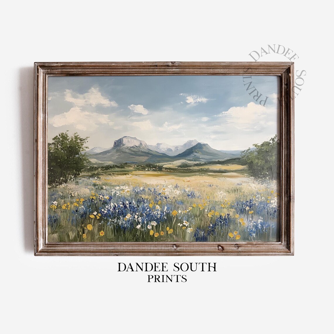 Wildflower Meadow Mountain Vista Vintage Oil Painting Poster