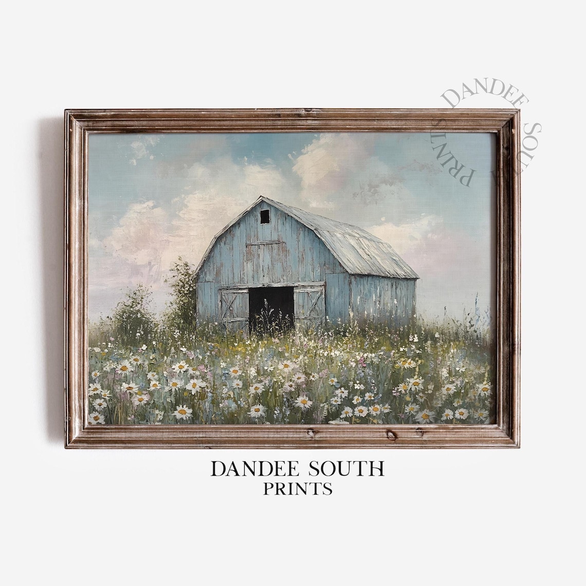 Rustic Barn Rural Landscape, Vintage Farmhouse Art Print