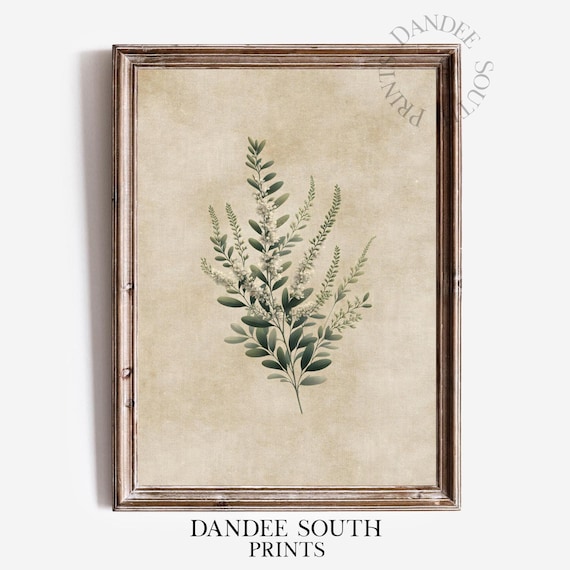 Green Botanical Wall Art, French Country Vintage Floral
