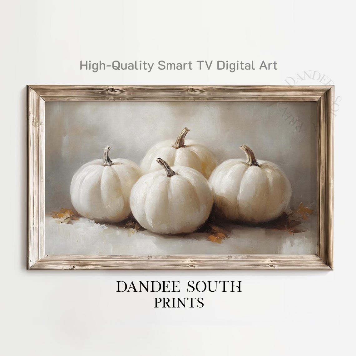 White Fall Pumpkins Tv Art For Frame Smart Vintage Painting Autumn Decor Tv034