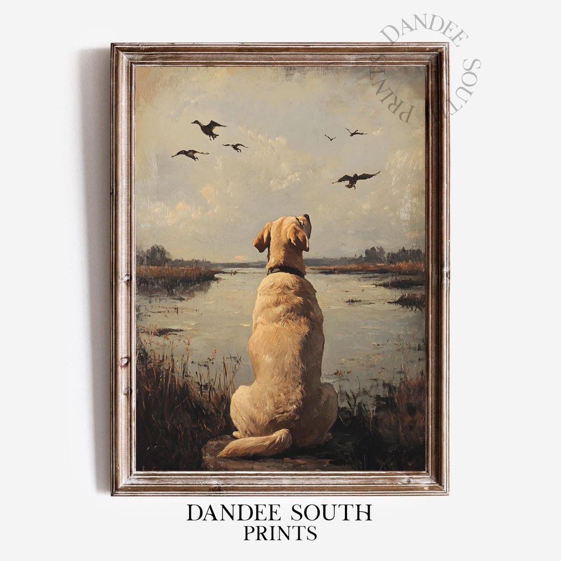 Labrador Retriever Lake Duck Hunt Vintage Dog Painting Poster