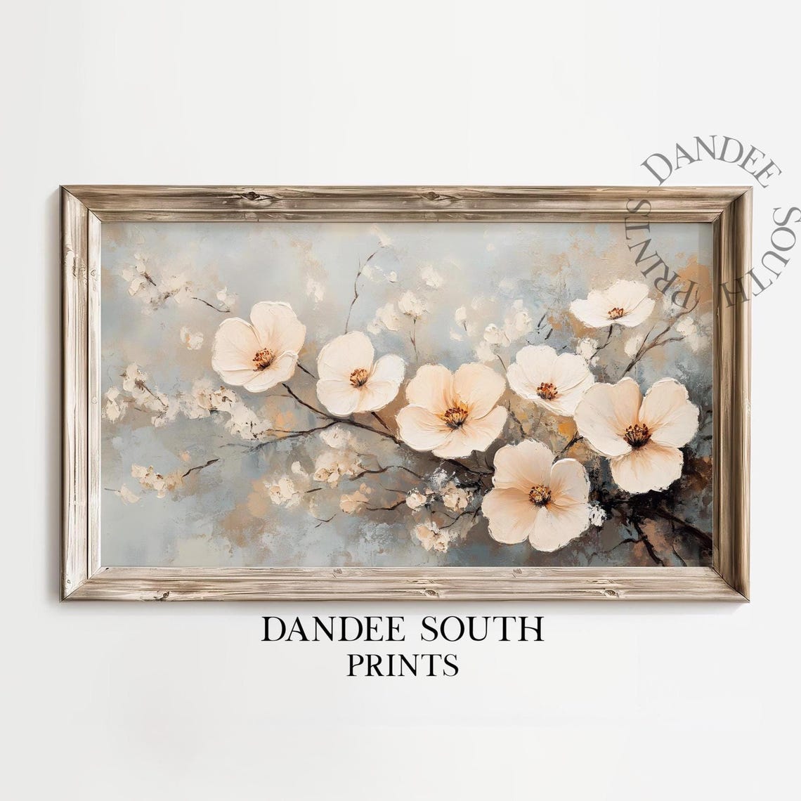 Spring Flowers Tv Art For Frame Smart Painting Neutral Floral Home Decor Tv003