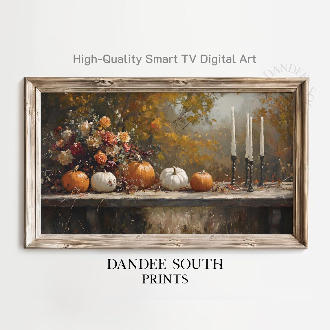 Fall TV Art, Vintage Farmhouse Autumn Flowers