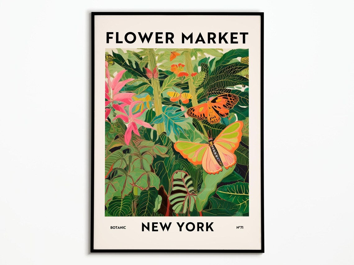 Flower Market New York Art Print, Botanical Decor