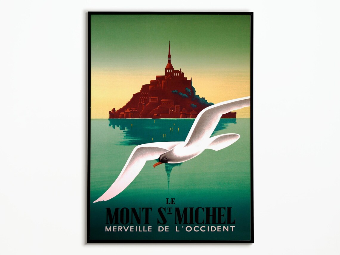 Mont Saint Michel Vintage Travel Poster, France