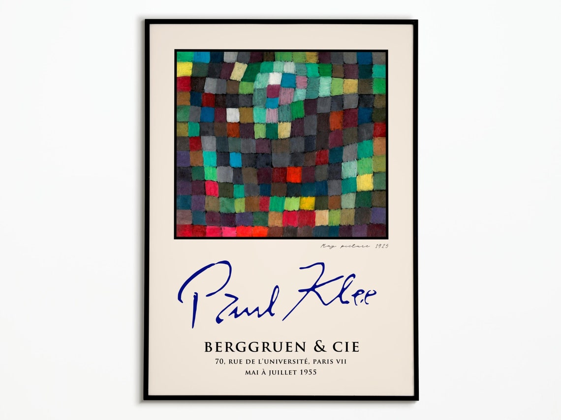 Paul Klee 1923 Mosaic Squares Signed Berggruen Exhibition Poster
