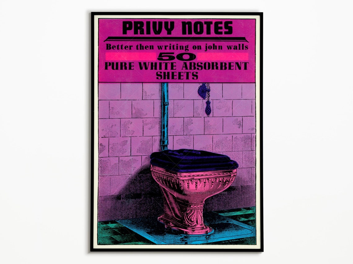Privy Notes Vintage Toilet 50 Pure White Absorbent Sheets Ad Poster