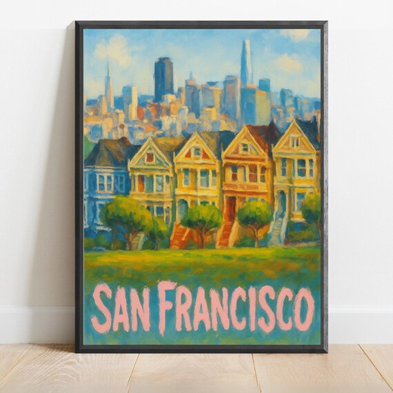 San Francisco Poster Impressionist Travel Art Print Modern Wall Decor Bold Textured Brushstrokes