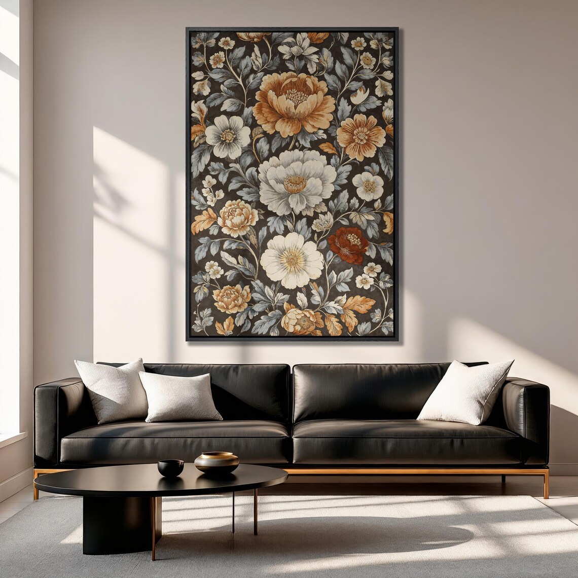 Rich Vintage Amber and Cream Peony Floral Botanical Art Print - Image 6