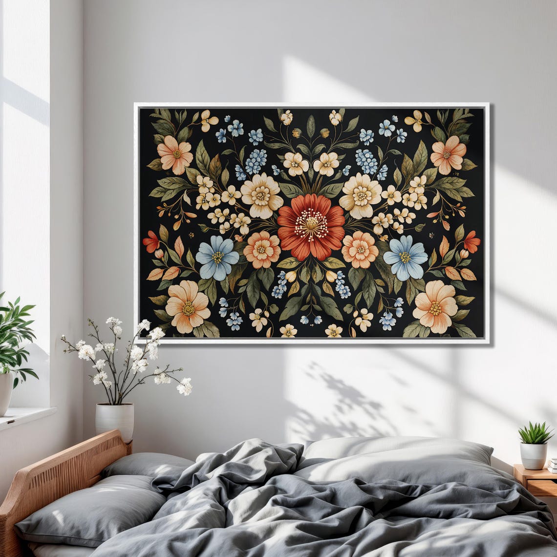 William Morris Style Dark Botanical Floral Pattern Art Poster - Image 2
