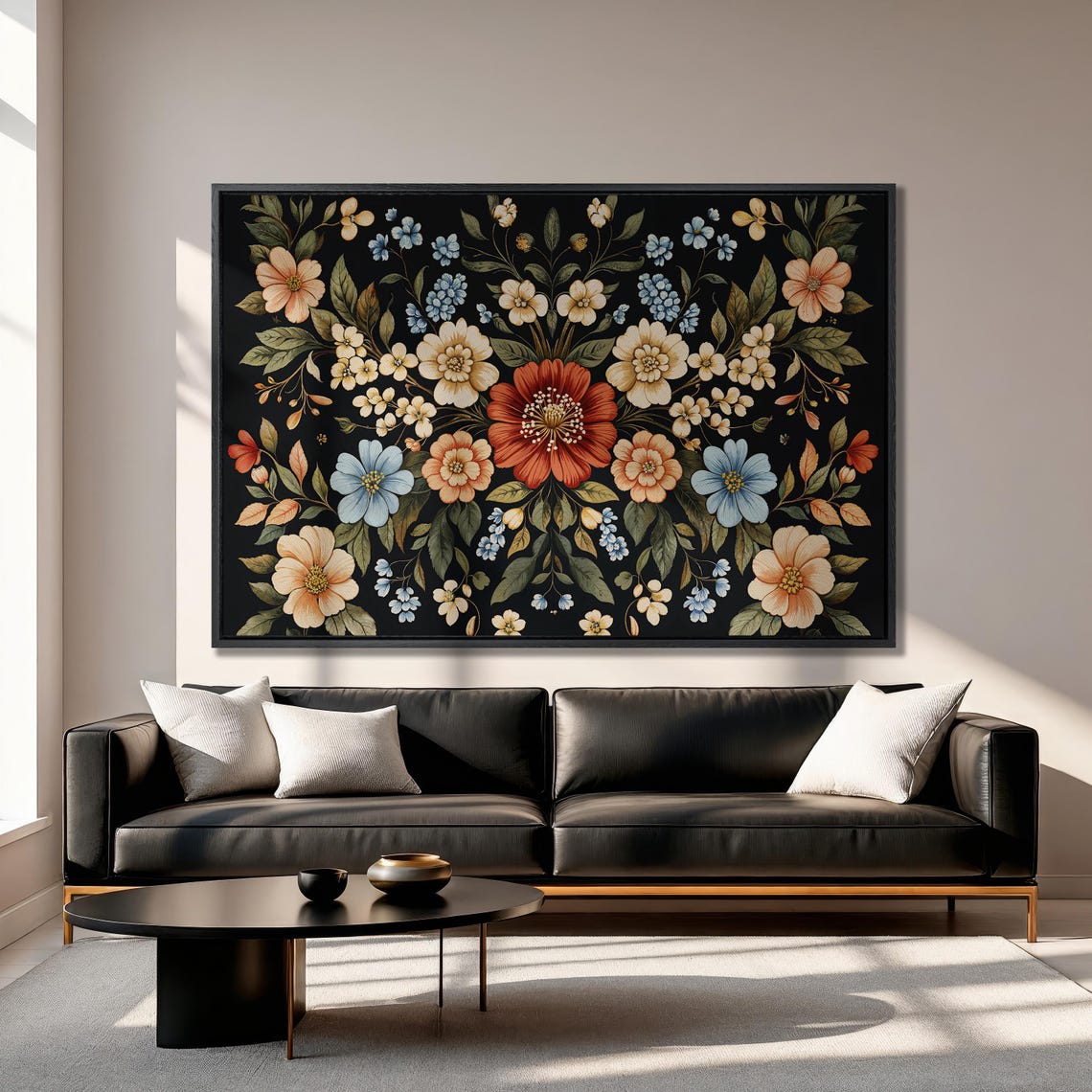 William Morris Style Dark Botanical Floral Pattern Art Poster - Image 3