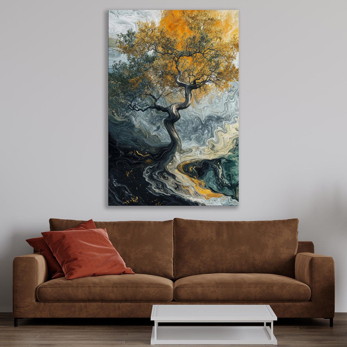 Abstract Tree Wall Art Nature Inspired Painting Print Modern Wall Decor Contemporary Artwork Fluid Swirls Poster Ready To Hang Gift - Image 3