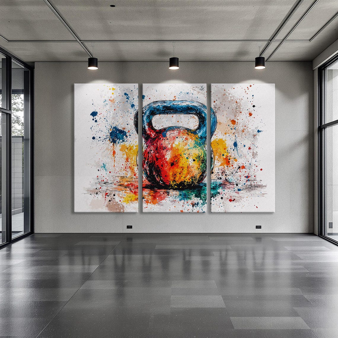 Single Colorful Kettlebell Watercolor Splash Gym Decor Poster - Image 6