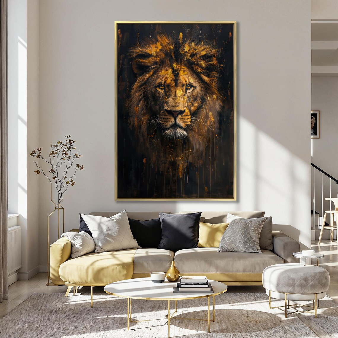 Majestic Lion Abstract Painting Print, Royal Wildlife - Image 4
