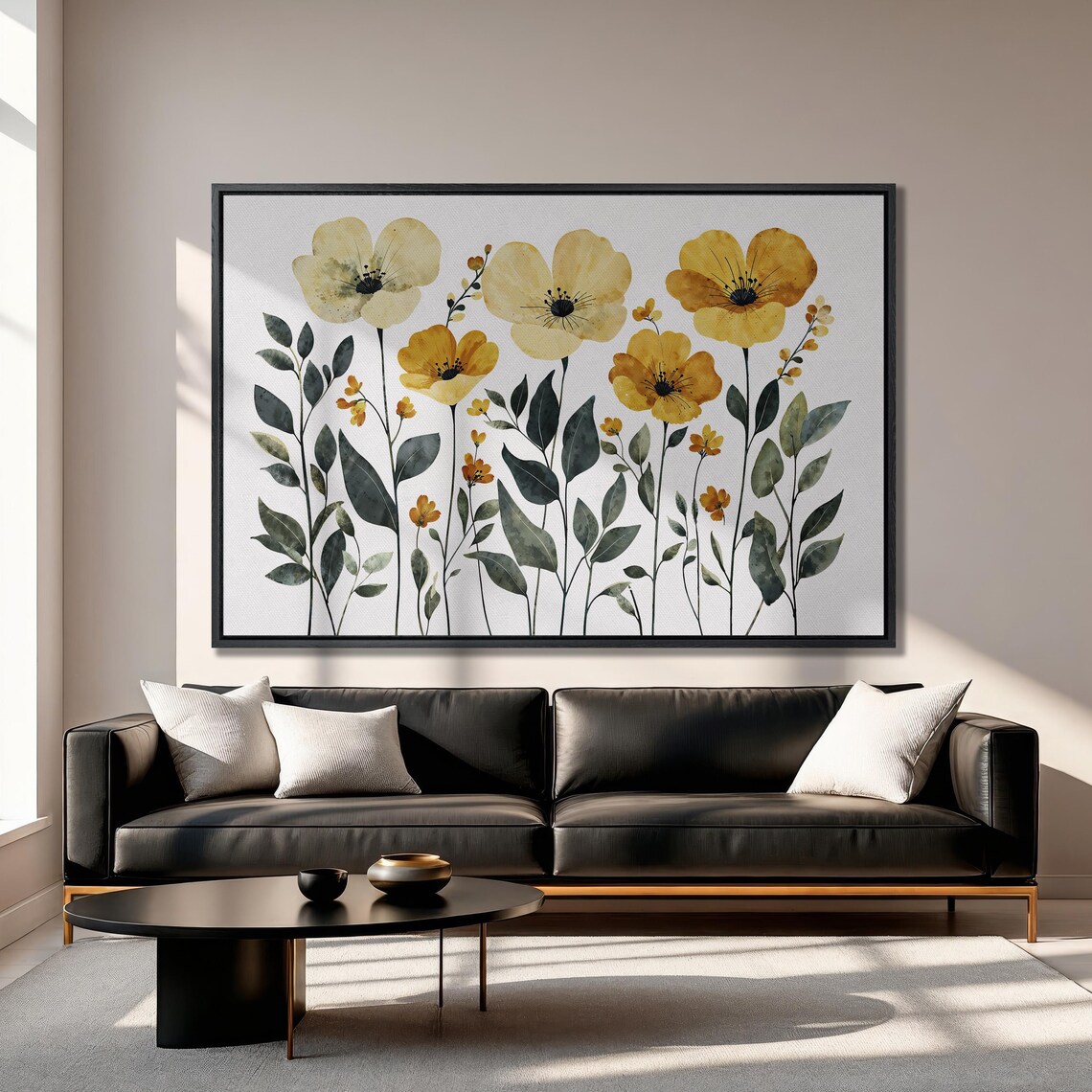 Yellow Poppies Watercolor Botanical Floral Art on White Poster - Image 3