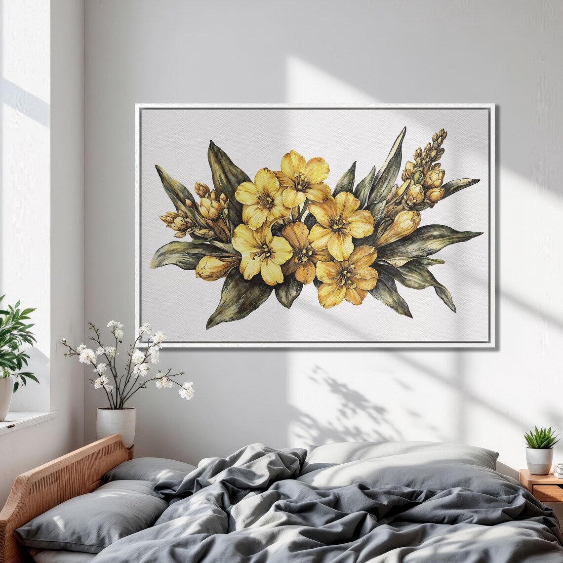 Radiant Golden Yellow Flowers Bouquet Botanical Painting Poster - Image 2