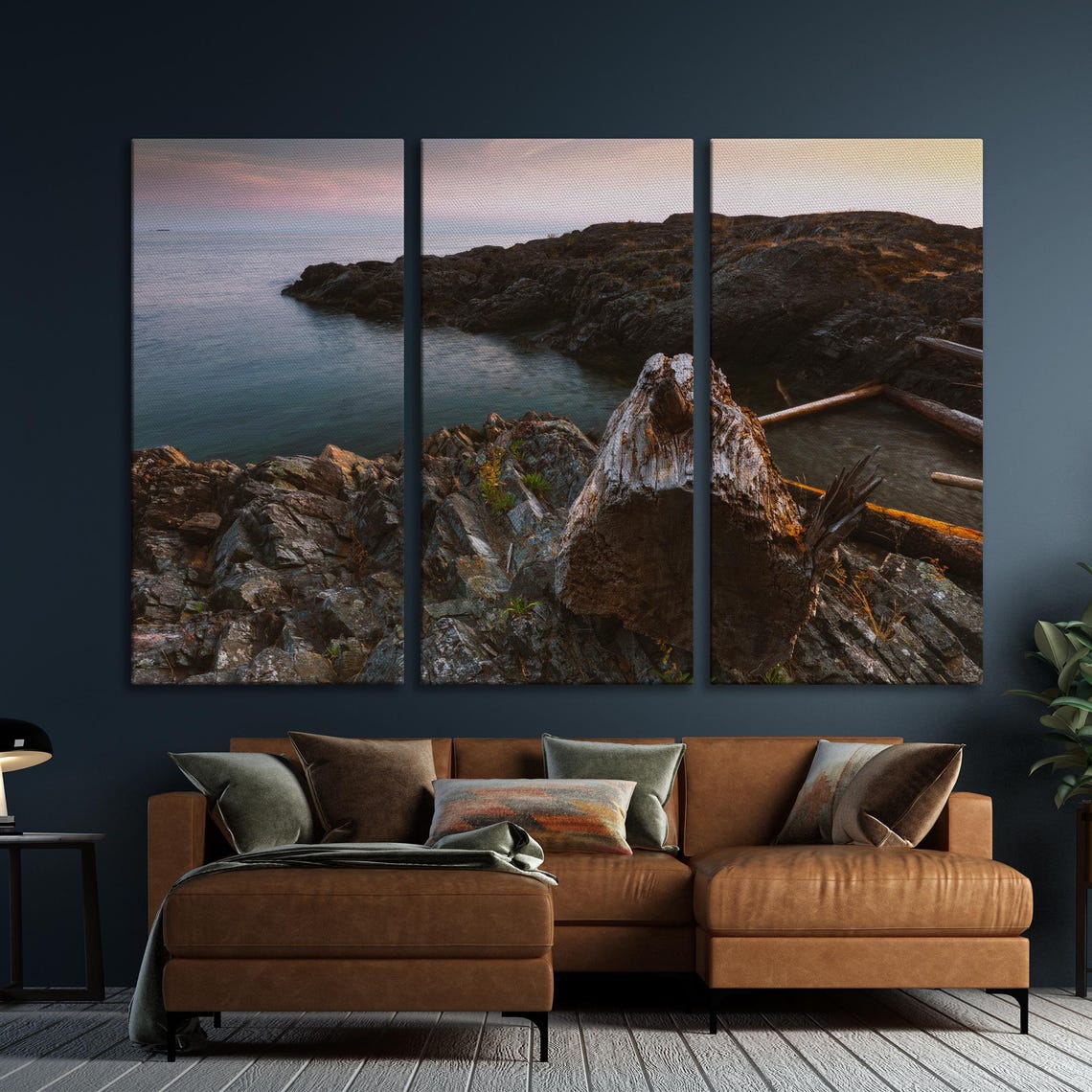 Rocky Coastline At Dusk With Weathered Driftwood Canadian Shore Poster - Image 5