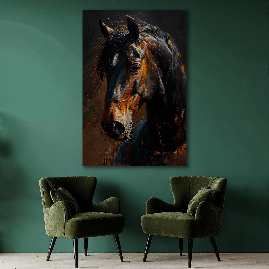 Horse With A Golden Coat Painting Art Print, Farmhouse Decor - Image 2