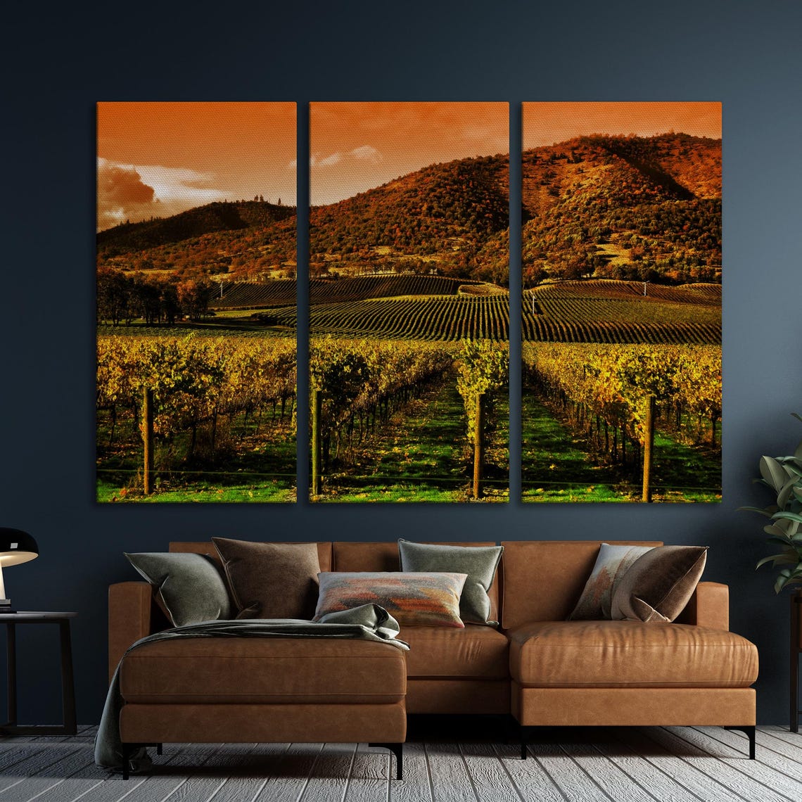 Vineyard Rows Under Golden Sunset With Rolling Hills Tuscany Poster - Image 5