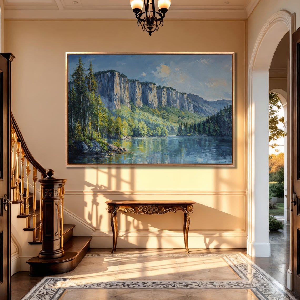 Panoramic Green Forest Extra Large Framed Print Mountain Lake Wall Art Nature Beauty Landscape Wall Decor Ready To Hang - Image 5