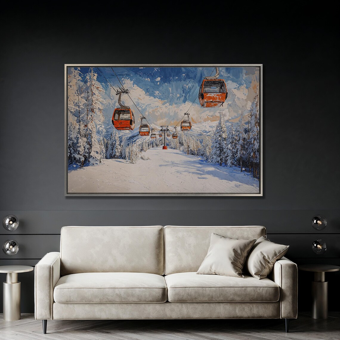 Ski Resort Winter Landscape, Skiing Poster Print - Image 5