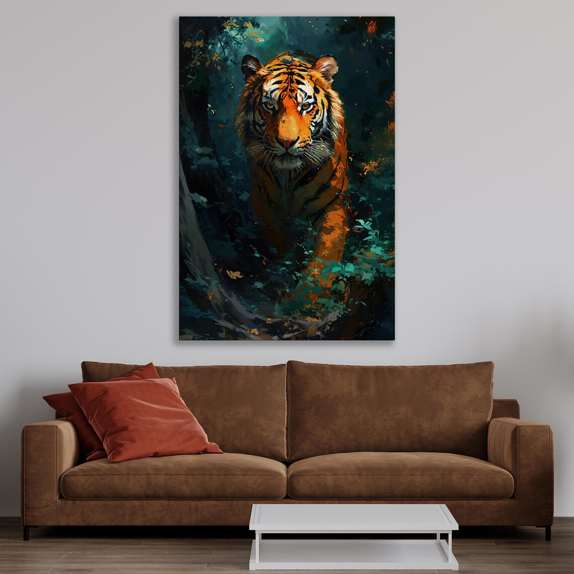 Tiger Hunting Scene Art Print, Wildlife Poster - Image 2