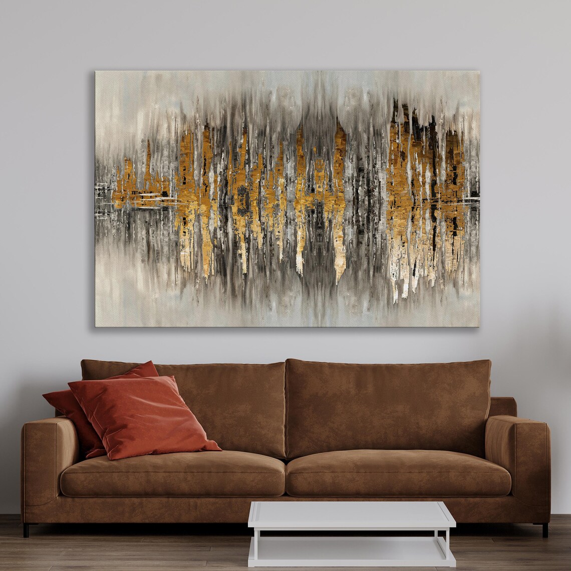 Gold And Grey Abstract Art Print, Contemporary Decor - Image 3
