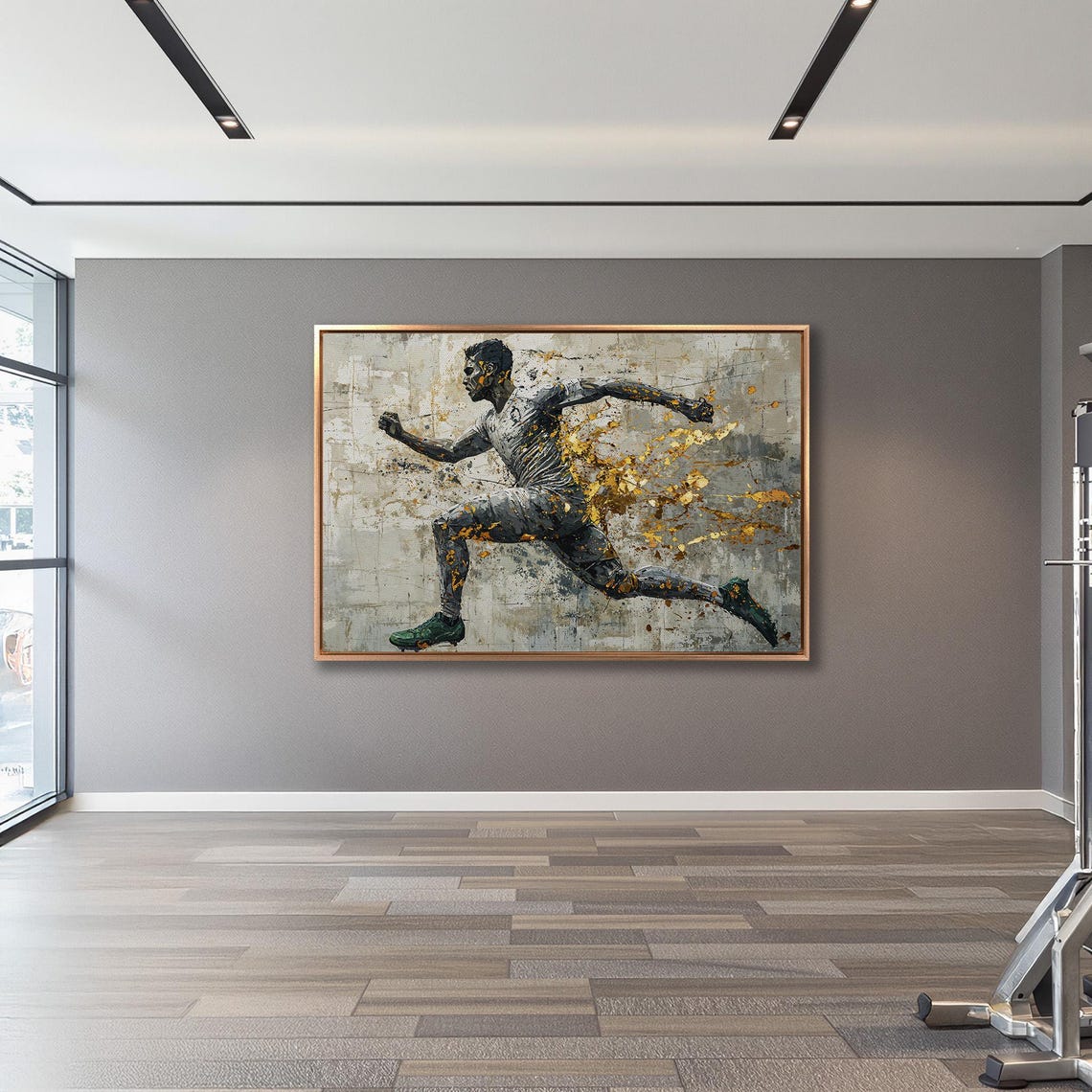 Abstract Soccer Player in Motion with Gold Splash Sports Poster - Image 3