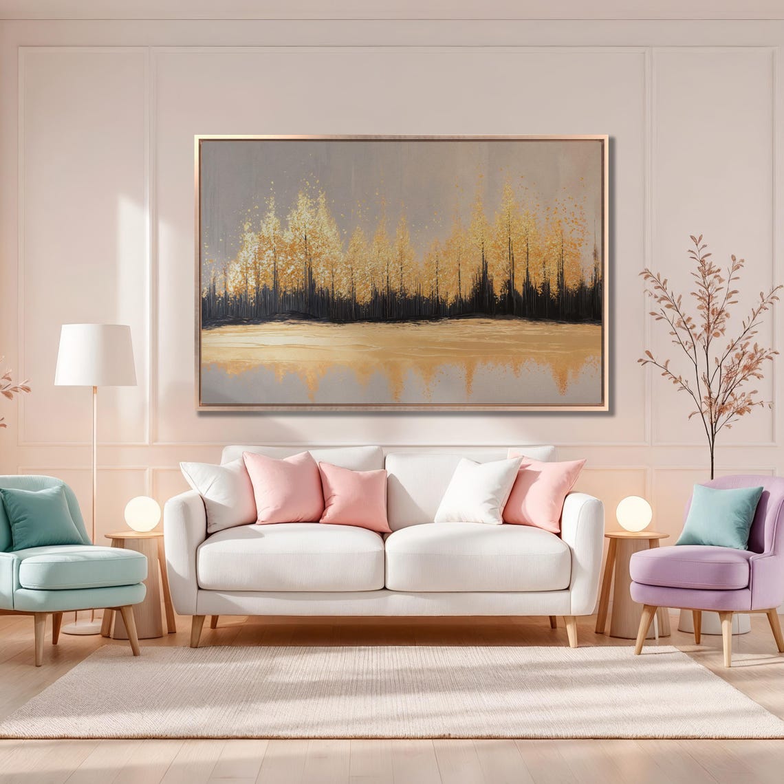 Shimmering Golden Forest Trees Reflected In A Calm Lake Poster - Image 4