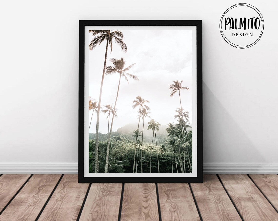 Rainforest Palm Trees Wall Art Emerald Green Botanical Print Palm Trees Print Wall Art Rainforest Poster