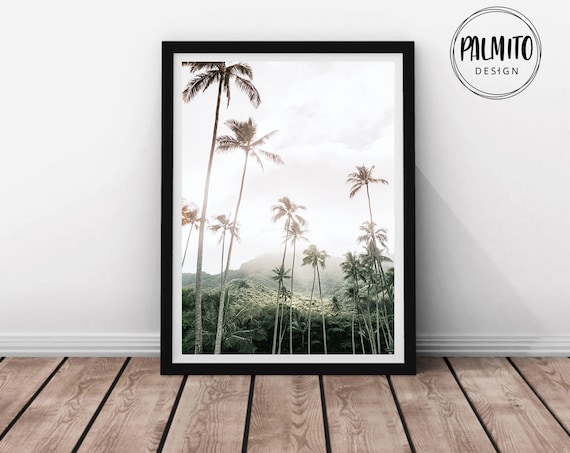 Rainforest Palm Trees Wall Art Emerald Green Botanical Print Palm Trees Print Wall Art Rainforest Poster