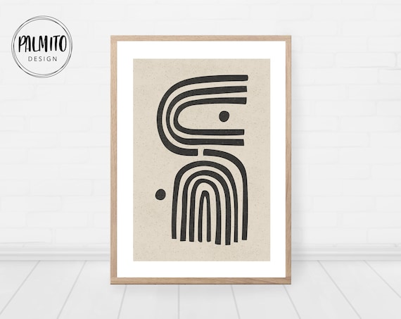 Abstract Japandi Wall Art Neutral Beige Grey Minimalist Wall Decor Abstract Geometric Print Wall Art