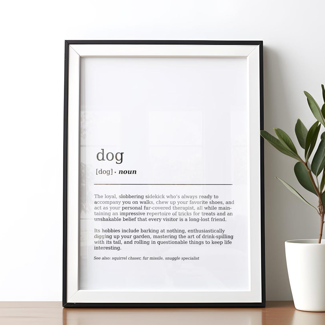 Funny Dog Dictionary Definition Print Pet Lover Loyal Sidekick Art