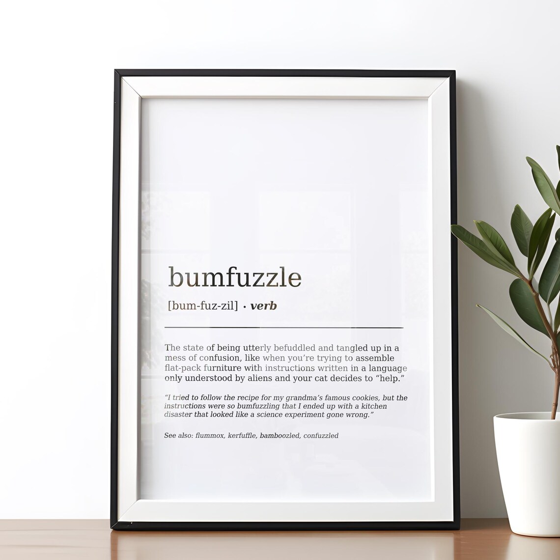 Bumfuzzle Funny Confusion Definition Typography Humor Wall Art