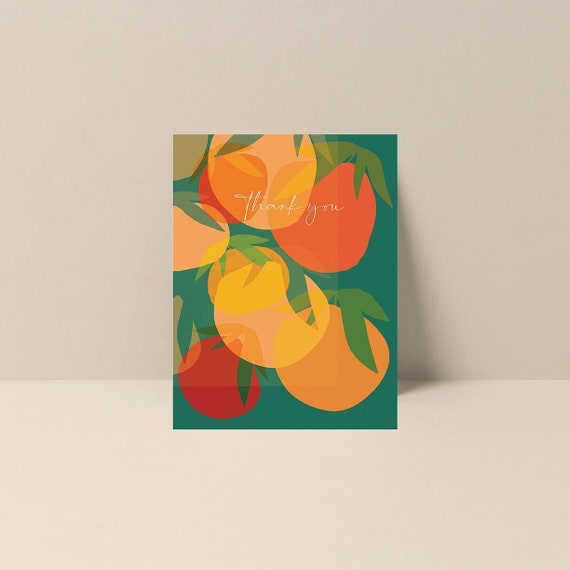Thank You Card, Citrus Typography Quote Card