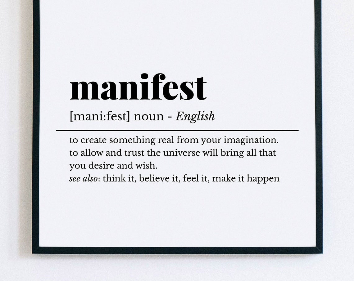 Manifest Definition Poster Spiritual Manifestation Wall Decor
