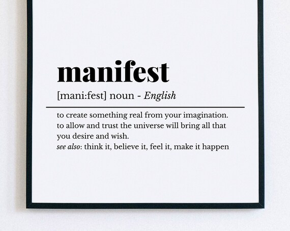 Manifest Definition Poster Spiritual Manifestation Wall Decor