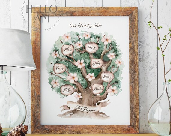 Family Tree Chart Personalised Family Tree 6 Generations Genealogy Wall Decor Ancestry Gift Grandkids Birthday Mothers Day New Home Gift