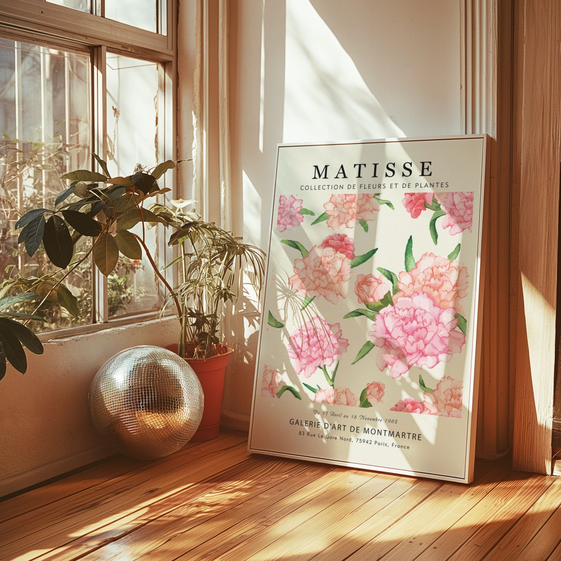 Matisse Pink Peony Watercolor Blossom Botanical Gallery Art Print - Image 5