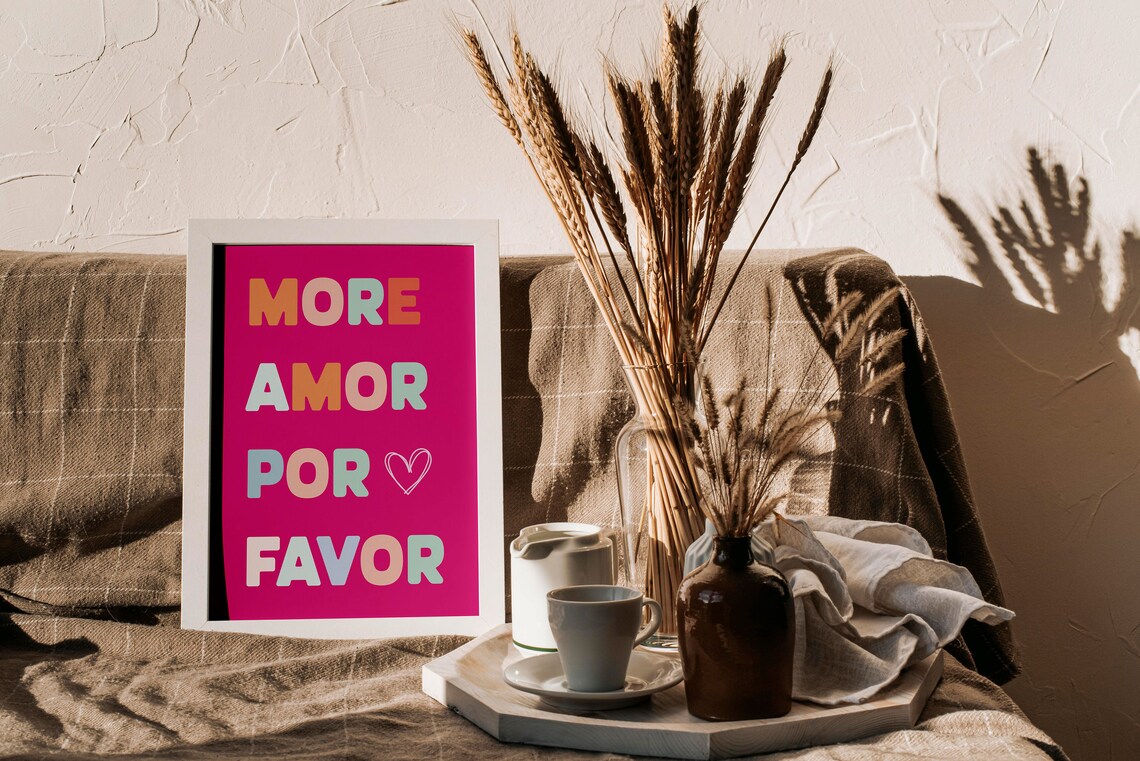 More Amor Por Favor Hot Pink Pastel Letter Maximalist Quote Poster - Image 5
